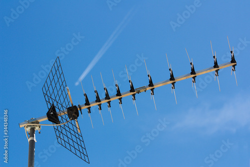 Digital terrestrial television antenna a cloudless sunny day photo