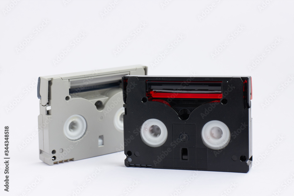mini dv tapes on white background mini dv tapes on white background