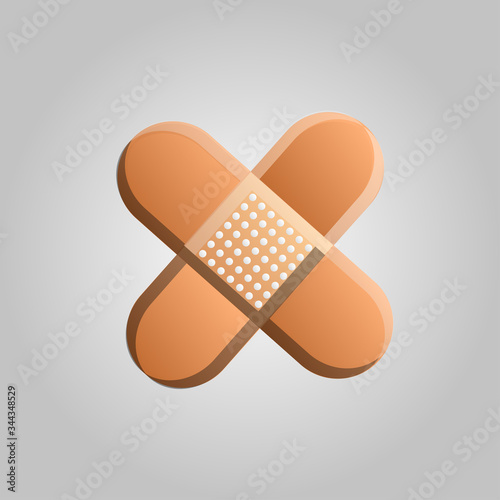 Beautiful medical icon of a disinfecting patch for the treatment of wounds on a white background