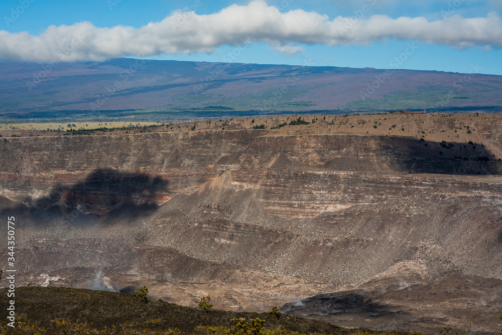 Halemaumau crater after the 2018 eruption of Kilauea in Hawaii Volcanoes National Park. 