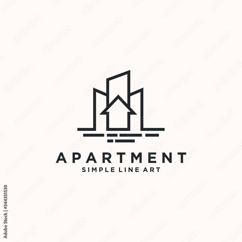 Apartment building line logo monoline abstract Apartment building line logo monoline abstract