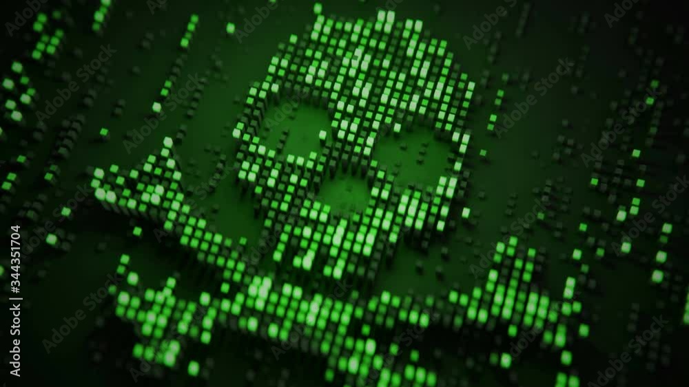 Skull shape of glowing green pixels Skull shape of glowing green pixels