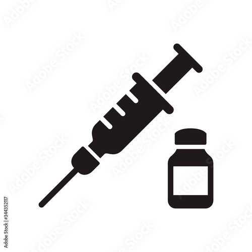 Vaccine icon in trendy flat style design. Isolated on white background. Vector graphic illustration. Suitable for website design, logo, app, template, and ui. EPS 10.