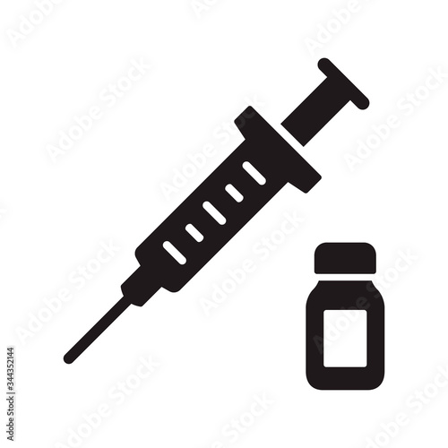 Vaccine icon in trendy flat style design. Isolated on white background. Vector graphic illustration. Suitable for website design, logo, app, template, and ui. EPS 10.