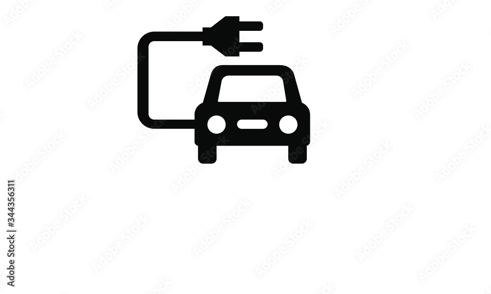 Electric car icon Hybrid vehicles eco friendly auto or a e-car illustrated vector clip art on white background