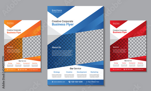 Professional Corporate Business Flyer template design with three color variation, Creative advertisement business flyer size A4, creative leaflet, easy to use and edit.