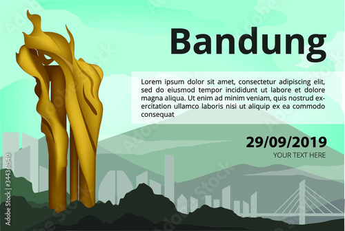 Bandung City Indonesia Background Vector photo