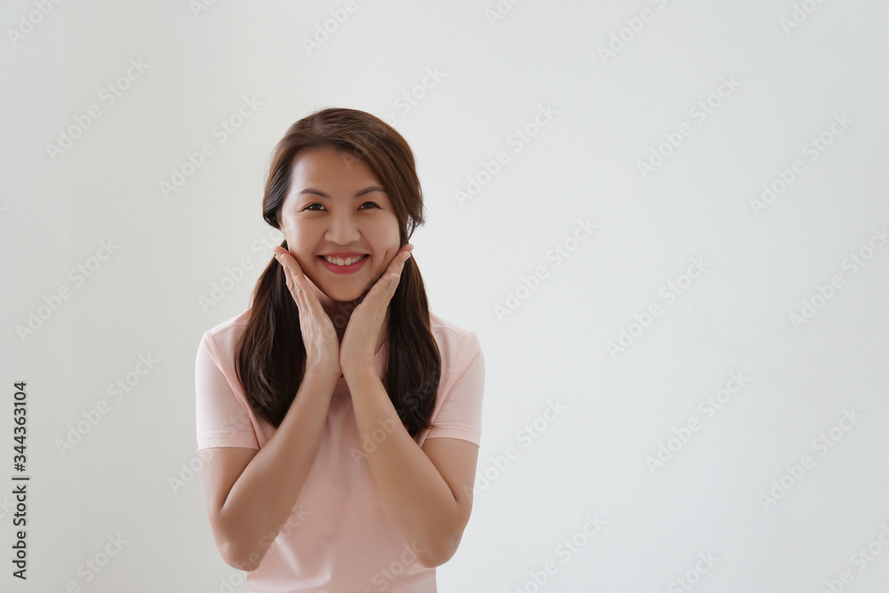 casual Asian lady with smiling face, happy Japanese female thumb up for healthy living casual Asian lady with smiling face, happy Japanese female thumb up for healthy living