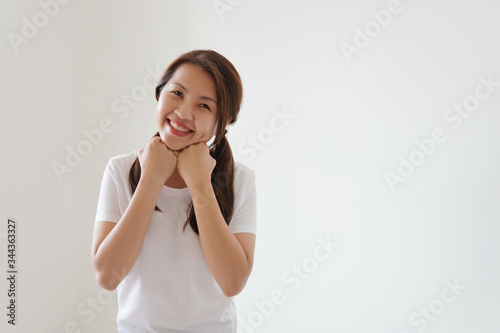 casual Asian lady with smiling face, happy Japanese female for healthy living