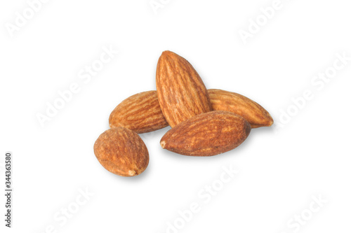 almonds on white background.