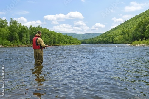 Foto Fishing on the mountain river