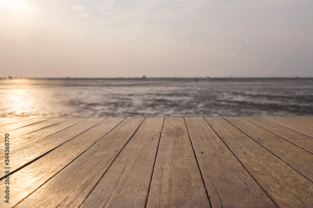 Wood floor extending into the sea Wood floor extending into the sea