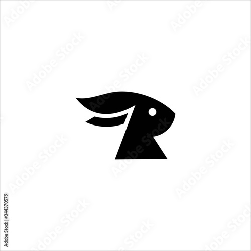 rabbit logo design black vector art