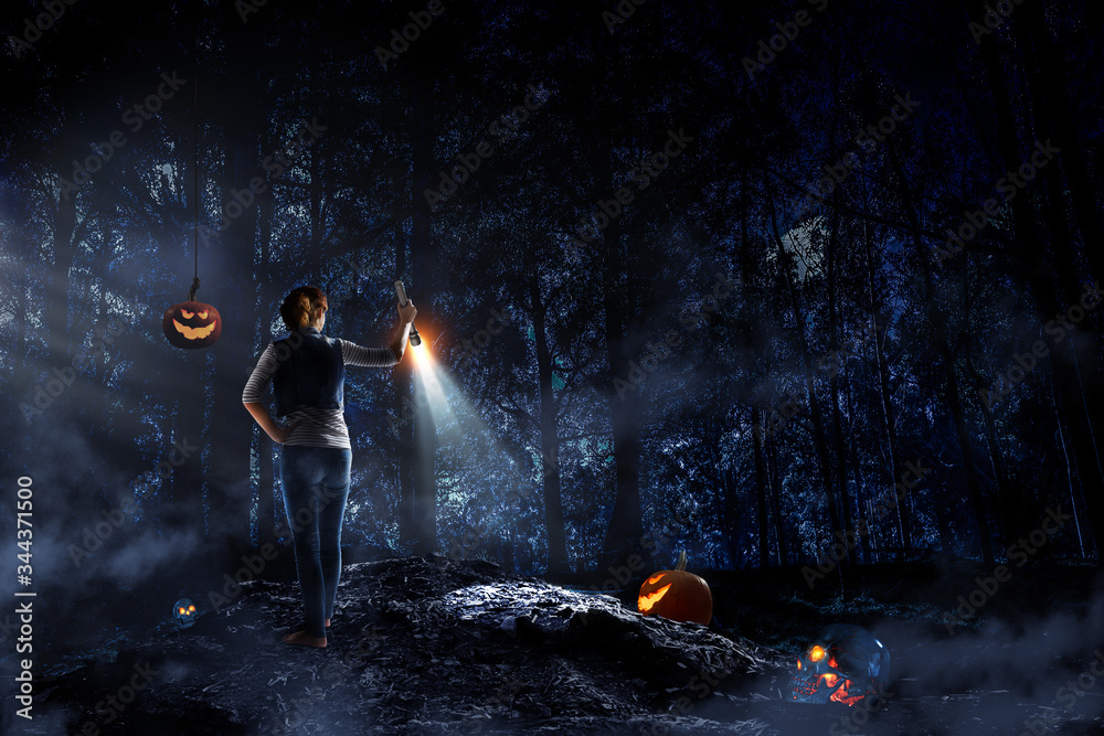 Spooky halloween image . Mixed media Spooky halloween image . Mixed media