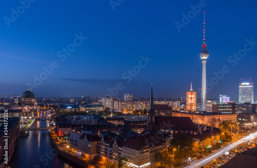 Berlin's TV Tower (Fernsehturm) and Spree River at Dusk