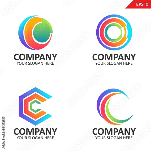 Set colorful letter C logo collection. Suitable for studio company, technology, communication, application, software, and others.