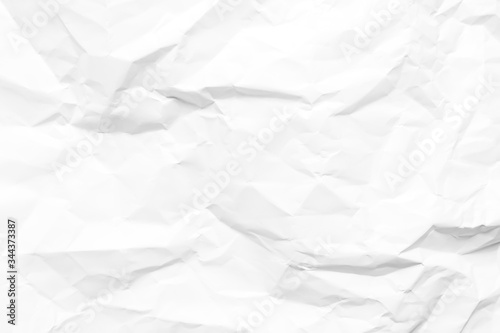 White crumpled paper texture background. Clean white paper. Top view. 