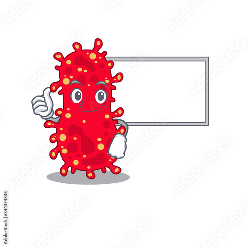 Humorous moraxella cartoon design Thumbs up bring a white board photo