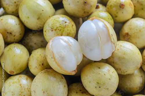 Duku fruits (Lansium parasiticum) or i n english commonly known as langsat or lanzones. healty fruits with contains many nutrients that are good for the body photo