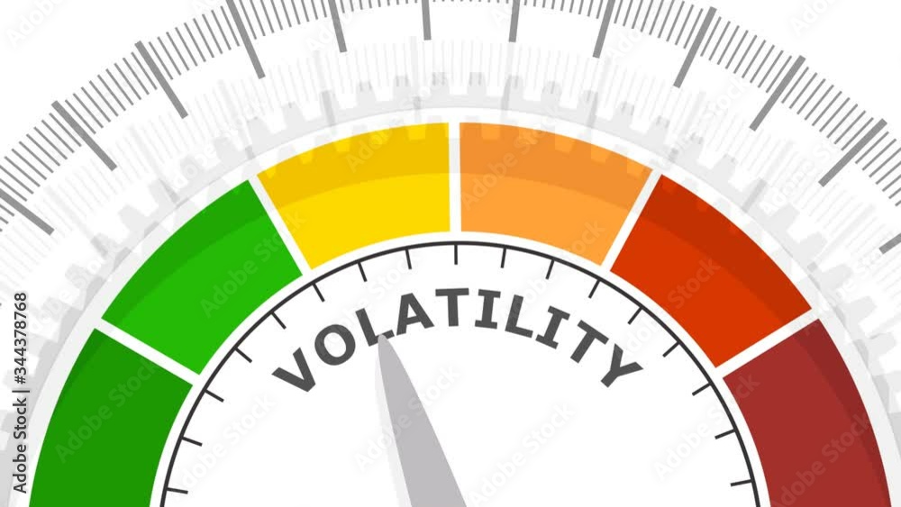 Level scale with arrow. The volatility measuring device. Sign tachometer, speedometer, indicator. Infographic gauge element. Level scale with arrow. The volatility measuring device. Sign tachometer, speedometer, indicator. Infographic gauge element.