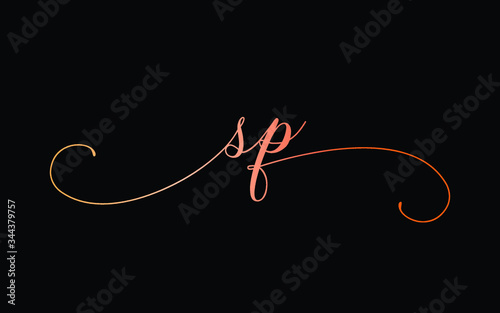 sp or s, p Lowercase Cursive Letter Initial Logo Design, Vector Template photo