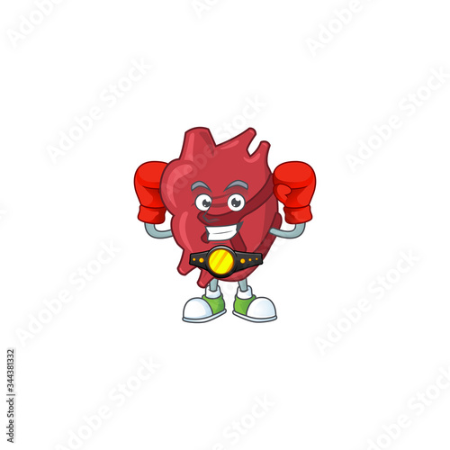 A sporty heart boxing athlete cartoon mascot design style