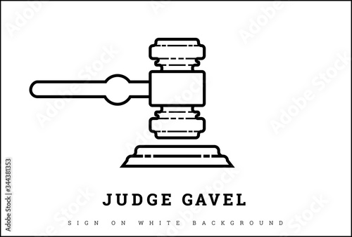 Judge gavel logo in vector on a white background.