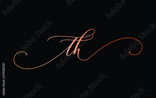 th or t, h Lowercase Cursive Letter Initial Logo Design, Vector Template photo