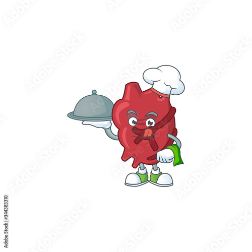 A heart chef cartoon design with hat and tray © kongvector
