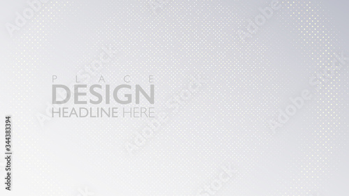 Abstract white background with glitter texture. Elegant banner with copy space. Vector illustration. 