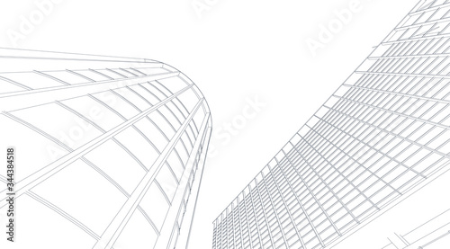 3d wireframe of building. sketch design.Vector