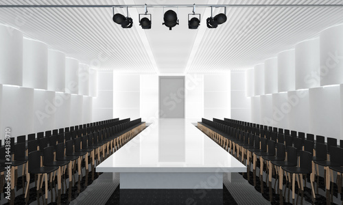3D illustration of fashion empty runway. before a fashion show