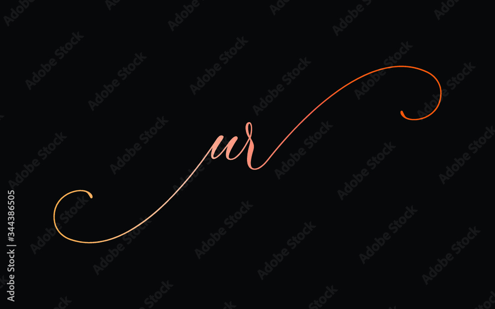 Naklejka premium ur or u, r Lowercase Cursive Letter Initial Logo Design, Vector Template