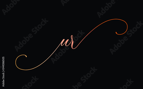 ur or u, r Lowercase Cursive Letter Initial Logo Design, Vector Template