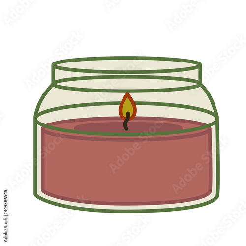 Candle in the jar. Aroma Candle. Comfort. Simple vector illustration.