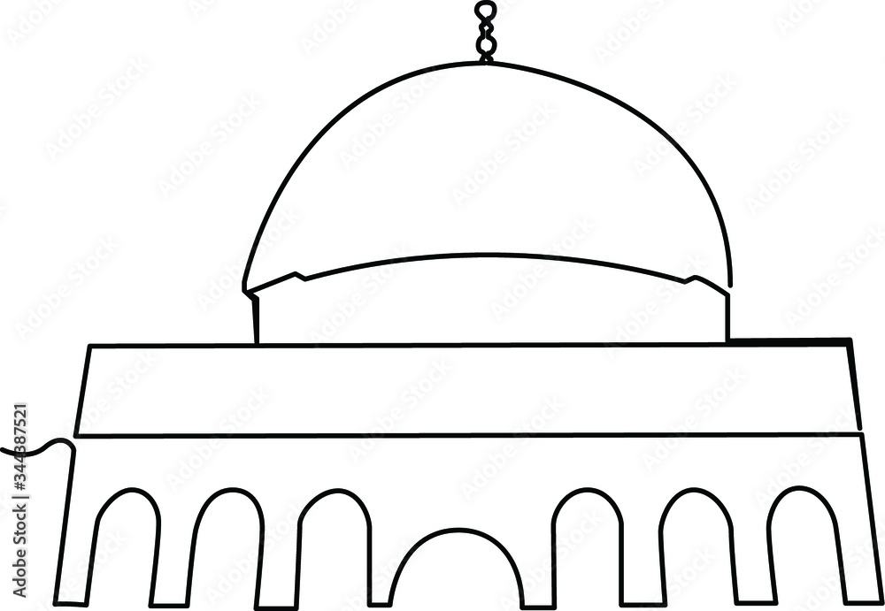 one line continuous drawing simple mosque one line continuous drawing simple mosque