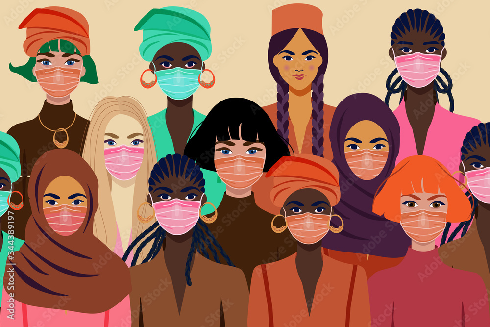 People in protective medical face masks. Coronavirus COVID-19 People in protective medical face masks. Coronavirus COVID-19
