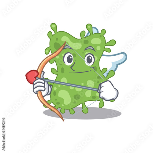 Salmonella enterica in cupid cartoon character with arrow and wings photo