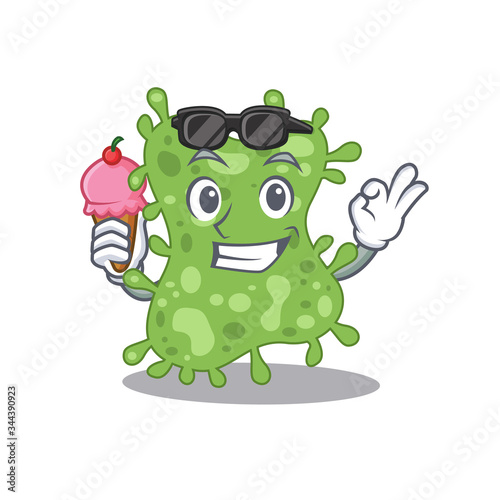 Cartoon design concept of salmonella enterica having an ice cream