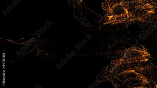 Slow Motion Abstract luxury background with shining bokeh sparkling particles, Golden Progressive Particle bookeh background.  Flowing golden fluid, liquid.