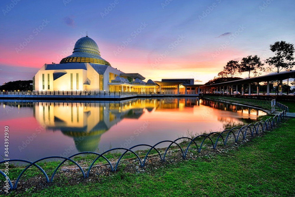 Annur mosque in Seri Iskandar, Perak. Beautiful mosque in Malaysia during sunrise.