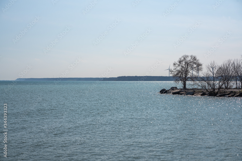 Beautiful Waterfront Landscape with clear blue skies Beautiful Waterfront Landscape with clear blue skies