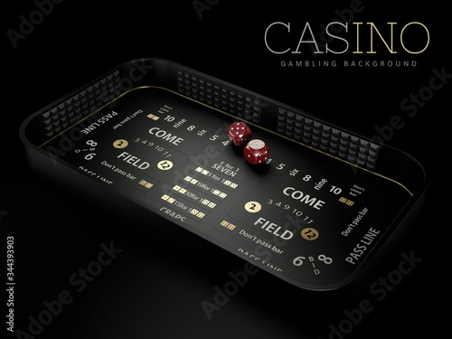 Фотография 3d Rendering of craps table layout, clipping path included