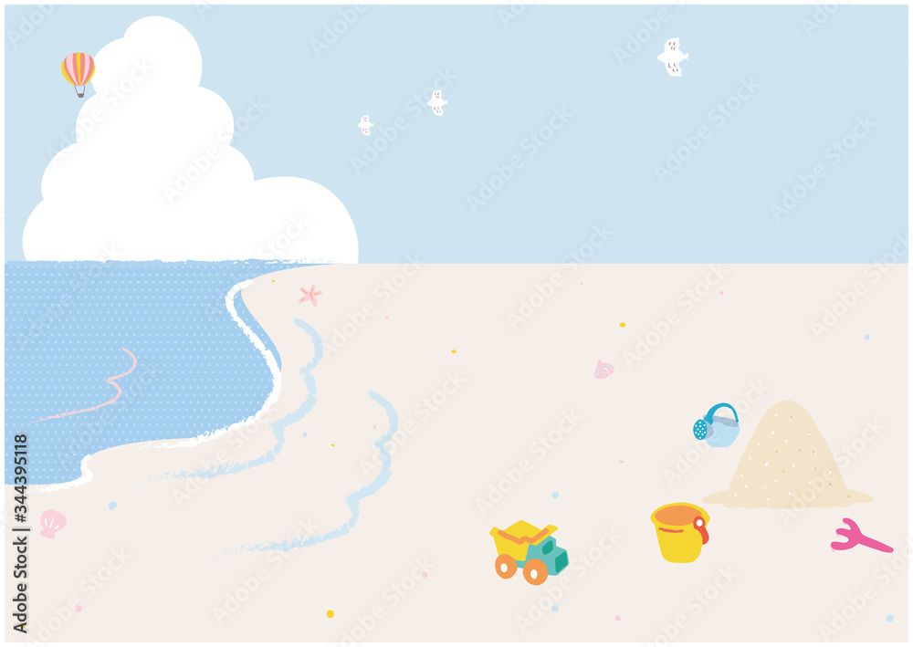 海と砂浜 砂遊び イラスト Stock Vector Adobe Stock