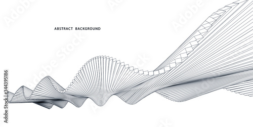 3D wireframe of contour swirl. Abstract wireframe background. vector