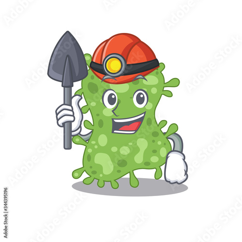 Salmonella enterica miner cartoon design concept with tool and helmet
