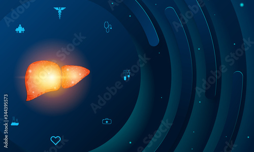 Human liver and treatment science technology concept. Future science technology abstract background. A concept hospital for wallpaper and web.