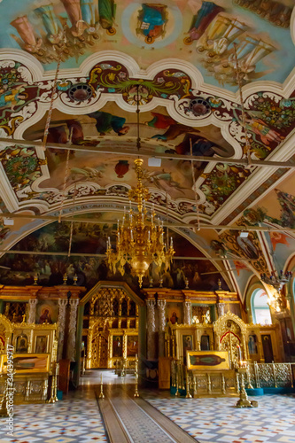 Interior of St. Sergius refectory church of Trinity Lavra of St. Sergius in Sergiev Posad, Russia © olyasolodenko