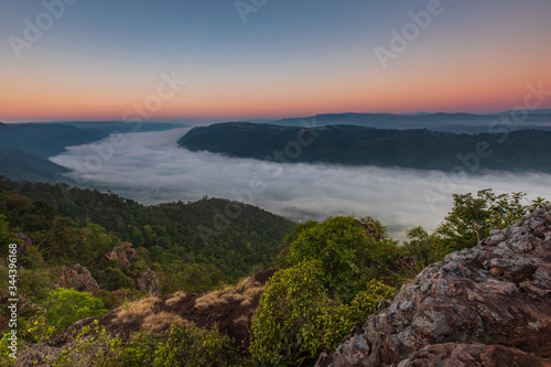 Phu-E-Lerd, Landscape sea of mist on the mountain in Loei province Thailand.