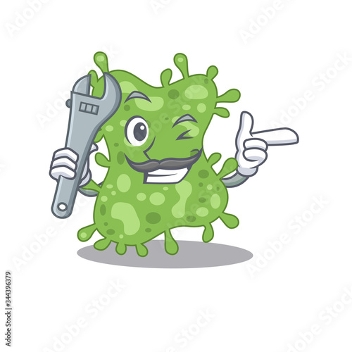 A picture of salmonella enterica mechanic mascot design concept